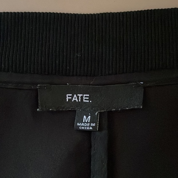 Fate long lined black bomber jacket / duster with pockets, front zipper Sz Med - Picture 7 of 10